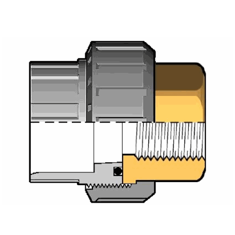 Adaptor union in PVC-U/brass female Fip