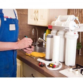 Filter installation under bench