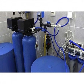 Softener installation with bypass