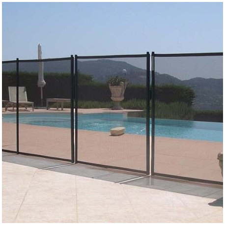 Protective pool fence with mesh