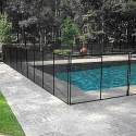 Protective pool fence with mesh