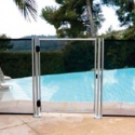 Protective pool fence with mesh