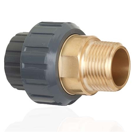 Adaptor union in PVC-U/brass male Fip