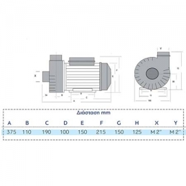 Hydromassage-countercurrent pump PCF 200 TS JTC