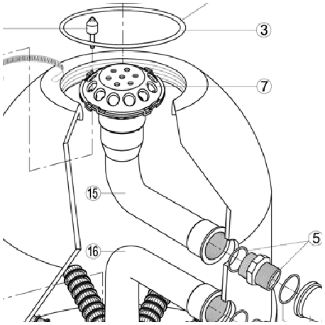 Connection angle above diffuser BR BL Kripsol