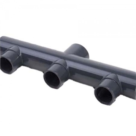 Male spigot triple outlet female central inlet pvc-u Plimat