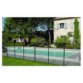 Protective pool fence with mesh