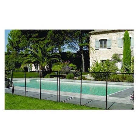 Protective pool fence with mesh