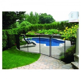 Protective pool fence with mesh