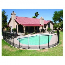 Protective pool fence with mesh